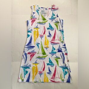 AnaClare Colorful Sailboat Print Sleeveless Dress Size M Excellent Condition